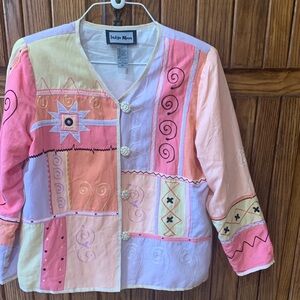 Indigo Moon women’s jacket Size M 
Colors in Pink ,yellow,  orange ,lavender